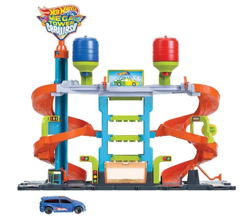 Hot Wheels Mega Tower Car Wash della Linea City con Maacchina Cambia Colore inclusa
