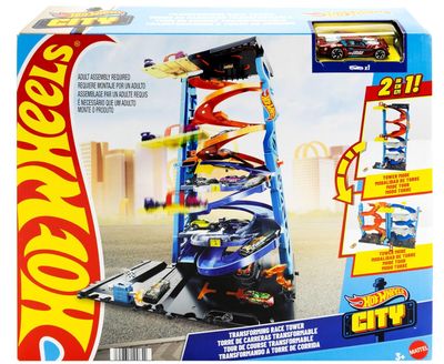 Hot Wheels - Hot Wheels City playset con pista e 1 macchinina Hot Wheels, torre 2 in 1 da modalità corsa singola a doppia, ascensore azionabile incluso, HKX43 Hot Wheels - Hot Wheels City playset con pista e 1 macchinina Hot Wheels, torre 2 in 1 da modalità corsa singola a doppia, ascensore azionabile incluso, HKX43