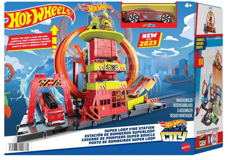 Hot Wheels - City Caserma dei Pompieri con Super Loop, con 1 macchinina, ascensore azionato manualmente, rampa simil-acquatica, Giocattolo per Bambini 4+ Anni, HKX41 Hot Wheels - City Caserma dei Pompieri con Super Loop, con 1 macchinina, ascensore azionato manualmente, rampa simil-acquatica, Giocattolo per Bambini 4+ Anni, HKX41