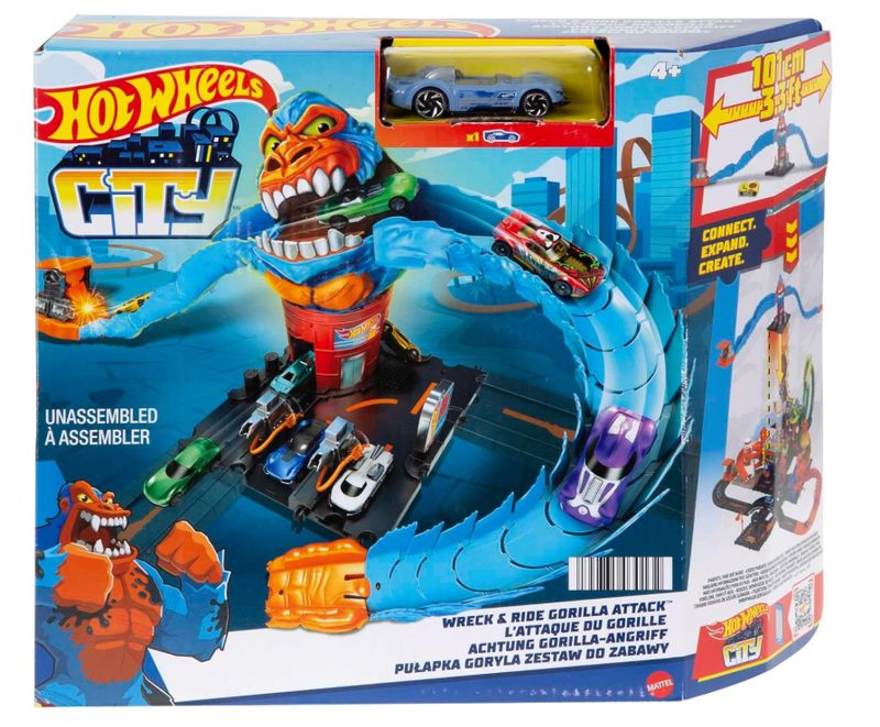Hot Wheels - City Gorilla Attacco Distruttivo, Playset a Tema Stazione di Servizio con 1 Macchinina, Giocattolo per Bambini 4+ Anni, HDR30 Hot Wheels - City Gorilla Attacco Distruttivo, Playset a Tema Stazione di Servizio con 1 Macchinina, Giocattolo per Bambini 4+ Anni, HDR30