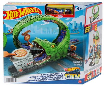 Hot Wheels - Attacco sul Loop del Coccodrillo, pista con pizzeria e 1 macchinina Hot Wheels, pista regolabile che si collega ad altri set, giocattolo per bambini 4+ Anni, HKX39 Hot Wheels - Attacco sul Loop del Coccodrillo, pista con pizzeria e 1 macchinina Hot Wheels, pista regolabile che si collega ad altri set, giocattolo per bambini 4+ Anni, HKX39