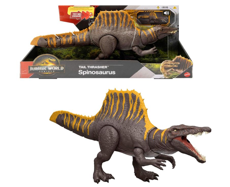 Maattel Jurassic World Rinascita (Rebirth) Spinosauro Coda Letale con 2 mosse d'attacco, snodabile e con dettagli di qualità cinematografica, gioco digitale, JGB57 Maattel Jurassic World Rinascita (Rebirth) Spinosauro Coda Letale con 2 mosse d'attacco, snodabile e con dettagli di qualità cinematografica, gioco digitale, JGB57