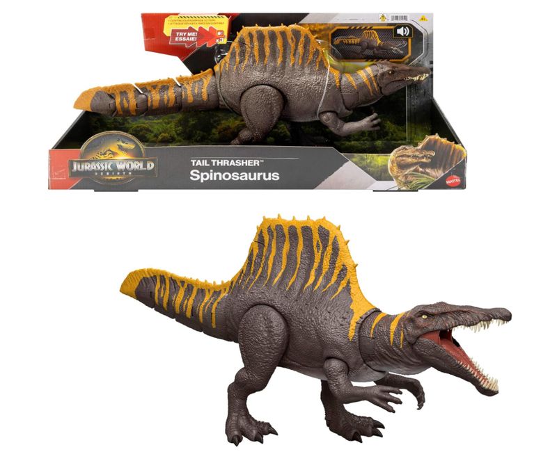 Maattel Jurassic World Rinascita (Rebirth) Spinosauro Coda Letale con 2 mosse d'attacco, snodabile e con dettagli di qualità cinematografica, gioco digitale, JGB57 Maattel Jurassic World Rinascita (Rebirth) Spinosauro Coda Letale con 2 mosse d'attacco, snodabile e con dettagli di qualità cinematografica, gioco digitale, JGB57