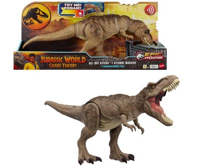 Mattel Jurassic World: Teoria del Caos Netflix - T-Rex Attacco Furioso, dinosauro dal design realistico con aculei evolutivi, ruggito, morso e azione d'attacco inclusi, 4+ anni, HXF54 Mattel Jurassic World: Teoria del Caos Netflix - T-Rex Attacco Furioso, dinosauro dal design realistico con aculei evolutivi, ruggito, morso e azione d'attacco inclusi, 4+ anni, HXF54