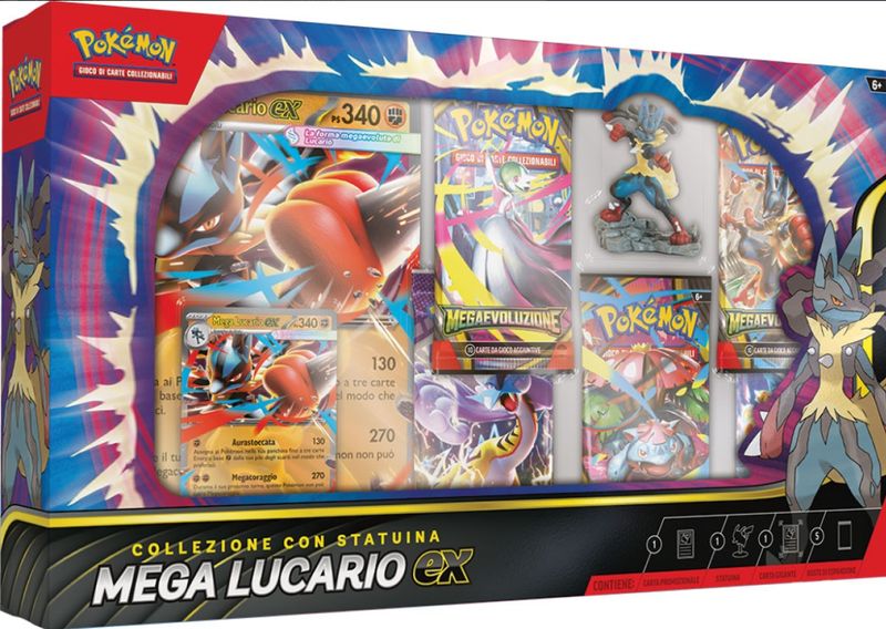 Collezione Megaevoluzione con Statuina Mega Lucario Ex Pokemon ITA
