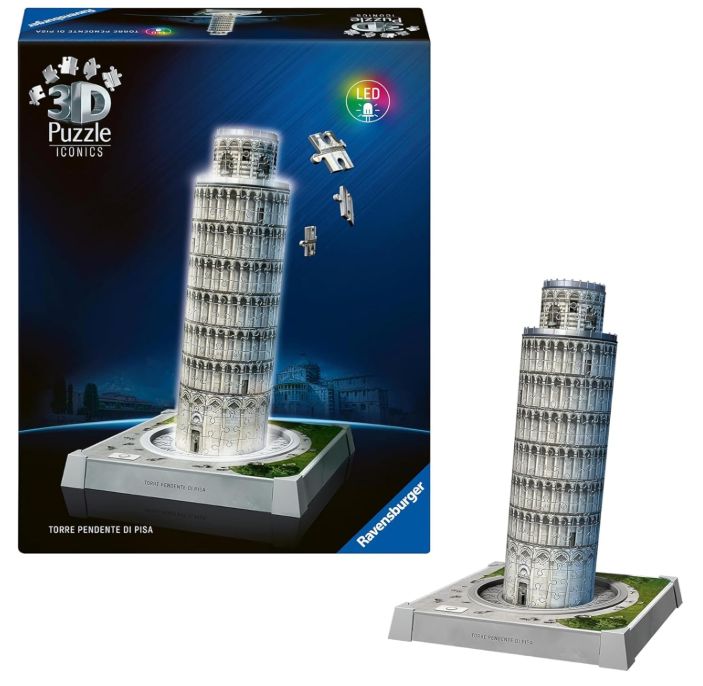 Ravensburger Puzzle 3D Iconics Torre di Pisa LED Modellismo 216 Pezzi