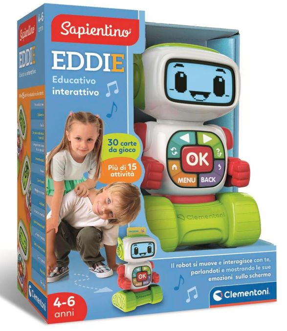 Clementoni Sapientino - Eddie Robot Educativo Interattivo, Gioco Educativo Bambini 4-6 Anni, Robot Parlante con Schermo LCD, Impara Lettere Numeri Emozioni e Musica, Lingua Italiana, 16713 Clementoni Sapientino - Eddie Robot Educativo Interattivo, Gioco Educativo Bambini 4-6 Anni, Robot Parlante con Schermo LCD, Impara Lettere Numeri Emozioni e Musica, Lingua Italiana, 16713