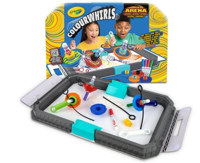 CRAYOLA ColourWhirls la Trottola dei Colori, Arena per Sfide con 4 Trottole CRAYOLA ColourWhirls la Trottola dei Colori, Arena per Sfide con 4 Trottole