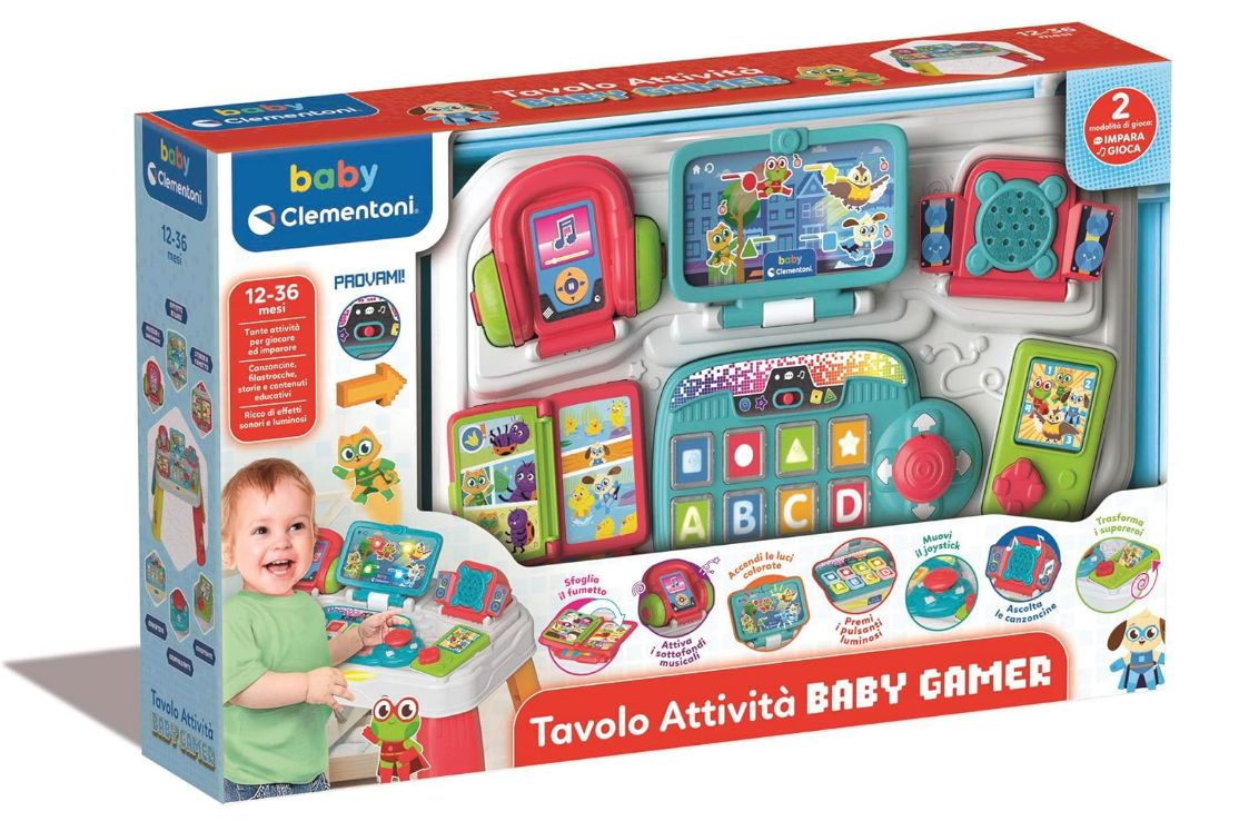 Clementoni Baby - Tavolo attività Baby Gamer, Postazione Gaming per Bambini, con Tastiera e Elementi Interattivi Clementoni Baby - Tavolo attività Baby Gamer, Postazione Gaming per Bambini, con Tastiera e Elementi Interattivi
