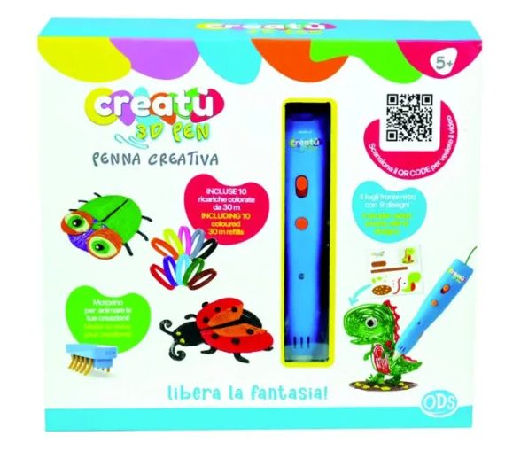 Penna 3D Creatù con Accessori – Kit Creativo per Bambini con 10 Ricariche e Motore ODS Penna 3D Creatù con Accessori – Kit Creativo per Bambini con 10 Ricariche e Motore ODS
