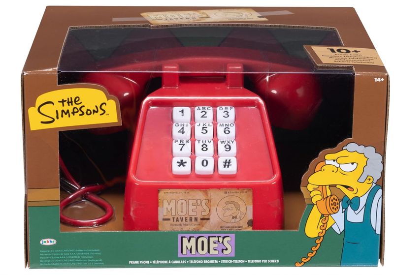 The Simpson – telefono di Moe per scherzi telefonici. Digita i numeri e ascolta gli scherzi più divertenti di Bart. Perfetto anche per i collezionisti! In Inglese