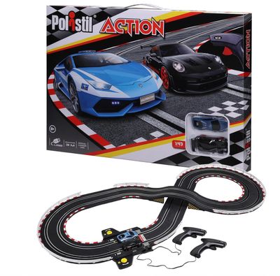 Polistil ACTION - Pista Elettrica con 2 Slot Car Lamborghini Huracan Polizia e Porsche 911 GT3, Scala 1:43, Tracciato Lungo 3,08m, Licenze Ufficiali, Età Consigliata 8+ Anni Polistil ACTION - Pista Elettrica con 2 Slot Car Lamborghini Huracan Polizia e Porsche 911 GT3, Scala 1:43, Tracciato Lungo 3,08m, Licenze Ufficiali, Età Consigliata 8+ Anni