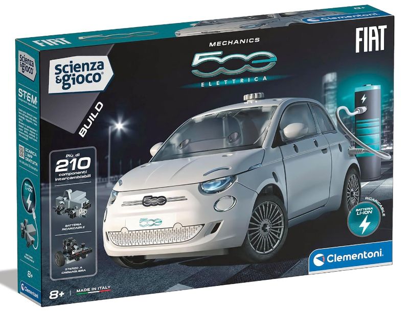 Clementoni Scienza E Gioco Build  Fiat 500 Elettrica, Modellino Auto In Miniatura