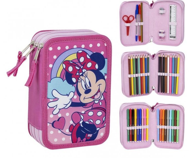 Astuccio 3 Zip Disney Minnie Completo (con pennarelli Giotto)