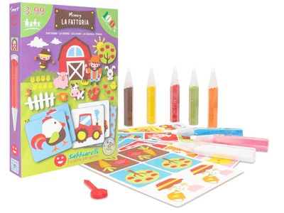 Sabbiarelli Sand-it For Fun - Kit La Fattoria Memory - Set Lavoretti Creativi: Colora con la Sabbia e Gioca a Memory