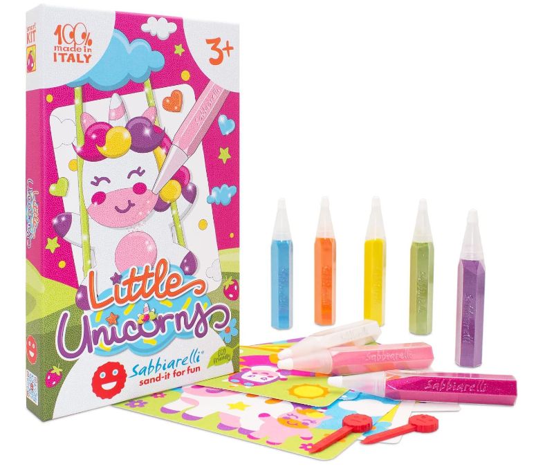 Sabbiarelli Sand-it For Fun - Kit Little Unicorns - Set Lavoretti Creativi: Crea e Colora con la Sabbia gli Unicorni