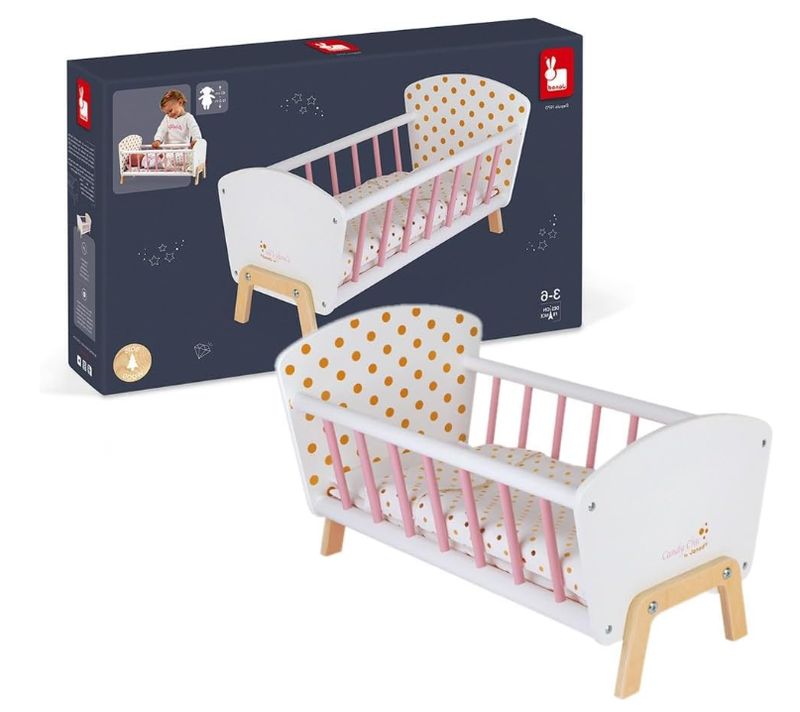 Janod Culla in Legno per Bambole con Materassino