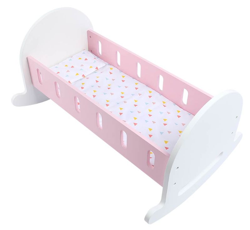 GIRAFFA CULLA A DONDOLO IN LEGNO BIANCO E ROSA 50X34X27CM