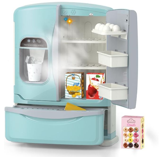 ODS - Maisonelle, Frigorifero Deluxe Giocattolo con Luce, Suoni ed Effetto Vapore all’Apertura, con Accessori
