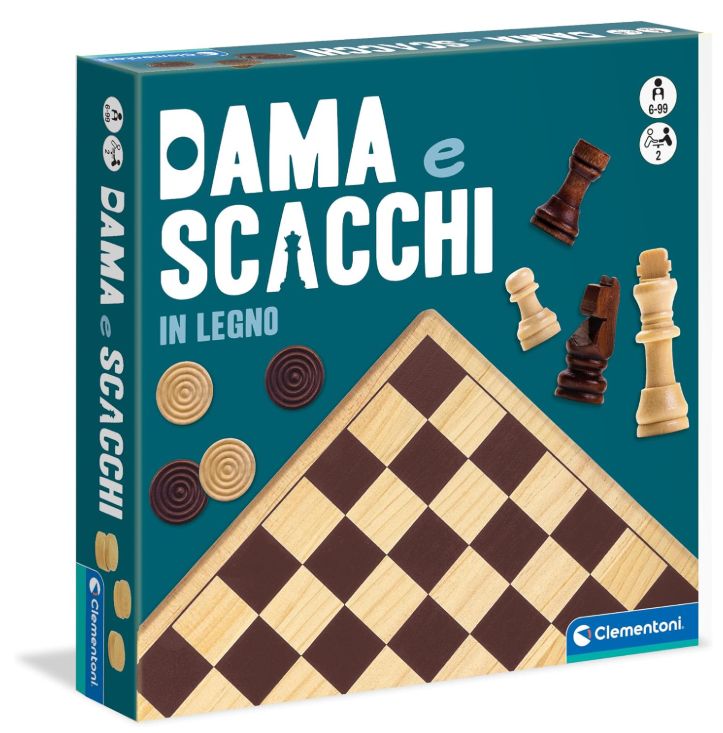 Clementoni Giochi da Tavolo Dama e Scacchi in Legno