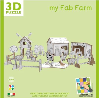 MY FAB FARM - GIOCO FATTORIA DIDATTICA IN CARTONE da Colorare e Costruire
