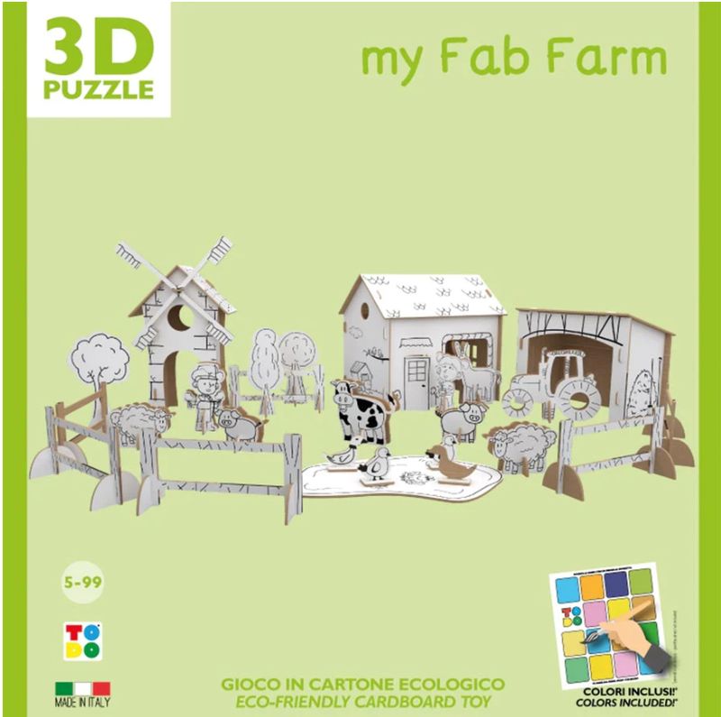 MY FAB FARM - GIOCO FATTORIA DIDATTICA IN CARTONE da Colorare e Costruire
