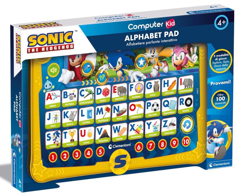 Clementoni Sonic Alphabet Pad - Gioco Educativo 4 Anni, Computer Kid