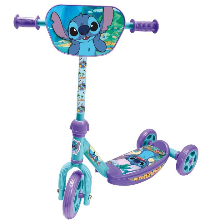 Monopattino a 3 Ruote Stitch, Blu e Viola, Manubrio Ergonomico, Pedana Antiscivolo, per Bambini 2+ Anni, Peso Massimo 20 kg
