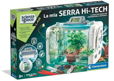 Clementoni Scienza e Gioco Lab - La Mia Serra Hi-Tech, Laboratorio di Botanica Bambini 8+ Anni, 3 modalità di Coltivazione Piante, con LED e Schermo LCD