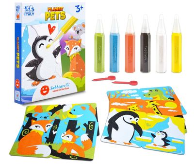 Sabbiarelli Sand-it For Fun - Kit Planet Pets Pianeta Cuccioli - Set Lavoretti Creativi: Colora con la Sabbia gli animali, Regalo di Compleanno Bambini Anni 3+