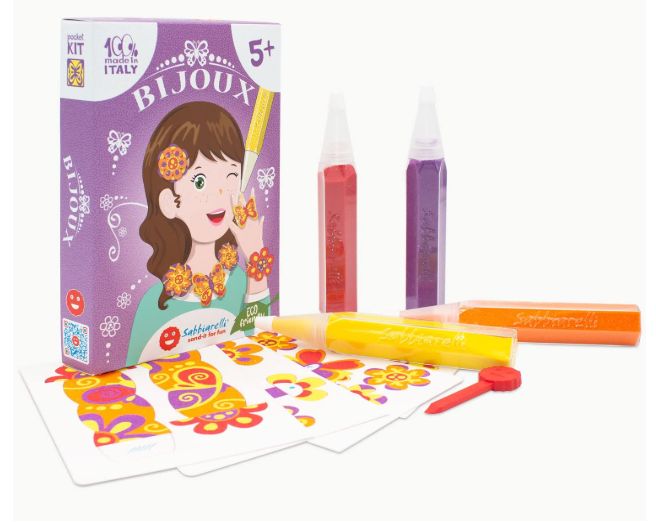 Sabbiarelli Sand-it For Fun - Kit Gioielli Bijoux - Set Lavoretti Creativi: Crea e Colora con la Sabbia i Gioielli bambine Anni 5+