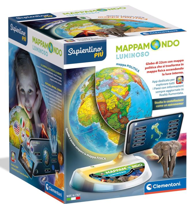 Clementoni Sapientino Esploramondo Luminoso - Globo Interattivo Parlante, Mappamondo Bambini