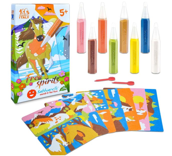 Sabbiarelli Sand-it For Fun - Kit Free Spirits Cavalli - Set Lavoretti Creativi: Colora con la Sabbia i cavalli, Bambini Anni 5+