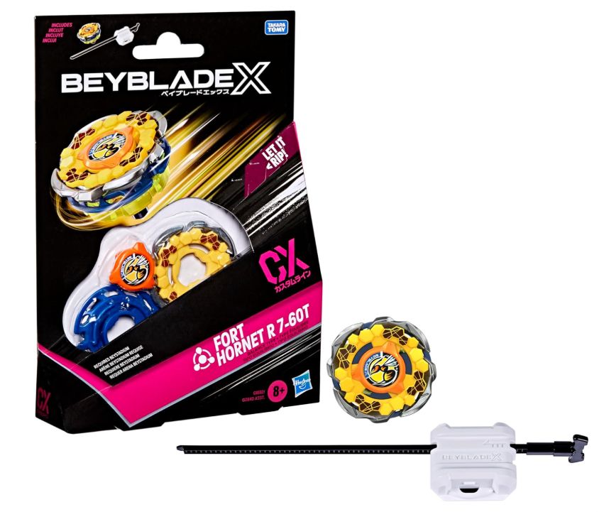 Beyblade X, Set Starter Pack Fort Hornet R 7-60T CX con Trottola e Lanciatore