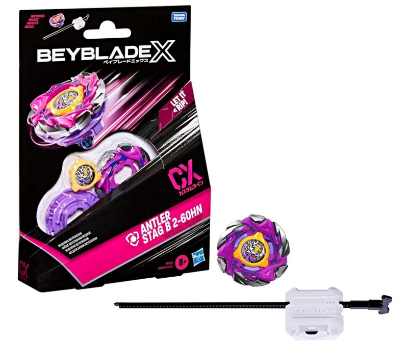Hasbro Beyblade X, Set Starter Pack Antler Stag B 2-60HN CX con Trottola e Lanciatore
