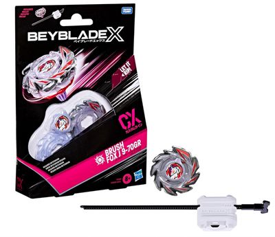 Hasbro Beyblade X, Set Starter Pack Brush Fox J 9-70GR CX con Trottola bey di Attacco e Lanciatore