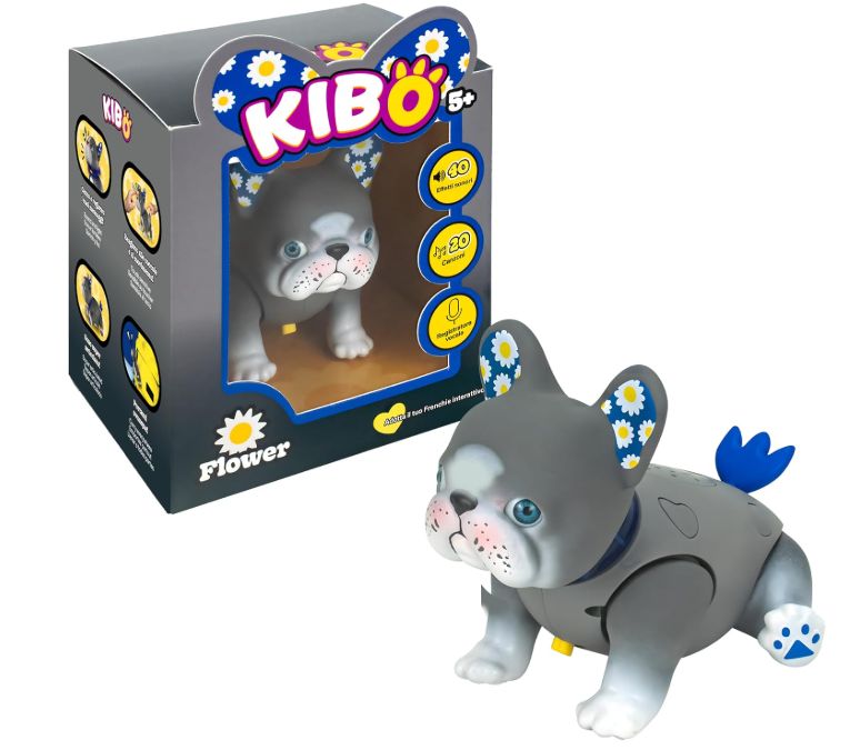Rocco Giocattoli Kibo Flower, Bulldog Francese Interattivo, per Bambini dai 5 anni in su, Due Modalià di Gioco