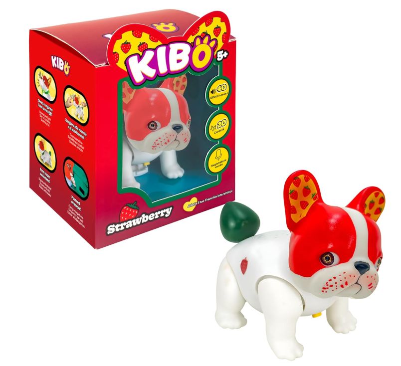 Rocco Giocattoli Kibo Strawberry, Bulldog Francese Interattivo, per Bambini dai 5 anni in su, Due Modalià di Gioco