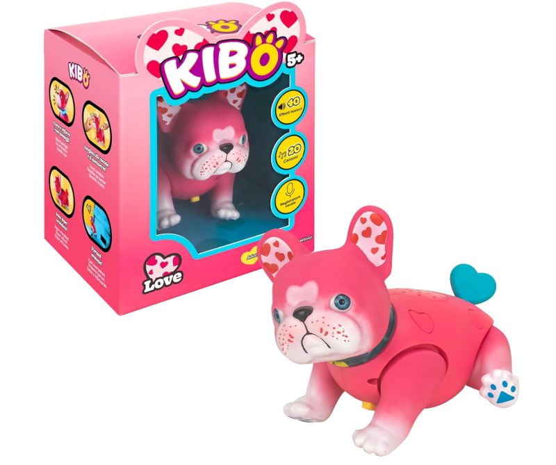 Rocco Giocattoli Kibo Love, Bulldog Francese Interattivo, per Bambini dai 5 anni in su, Due Modalià di Gioco
