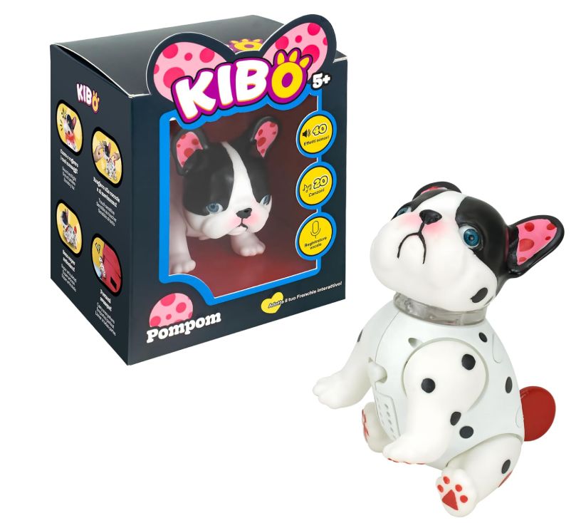 Rocco Giocattoli Kibo Pompom, Bulldog Francese Interattivo, per Bambini dai 5 anni in su, Due Modalià di Gioco