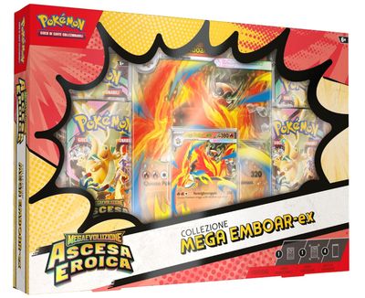 Pokémon: collezione Mega Emboar-ex dell’espansione Megaevoluzione - Ascesa Eroica del GCC Pokémon (una carta promozionale olografica, una carta lenticolare gigante e quattro buste di espansione)
