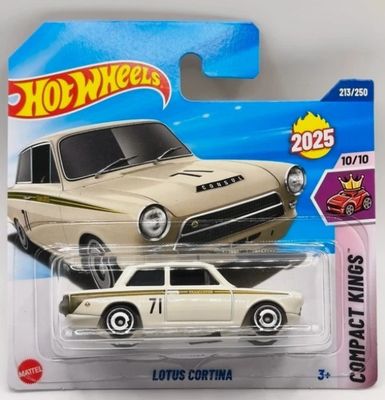 Hot Wheels Lotus Cortina HYW46 Compact Kings 10/10 Short Card Bianco Verde Lotus Licenza Mattel 2025 1:64