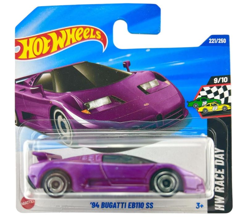 Hot Wheels Bugatti EB110 SS '94 (JBB36) - HW Race Day 9/10, 221/250-2025 Edition, 1:64, Modello Bugatti con licenza