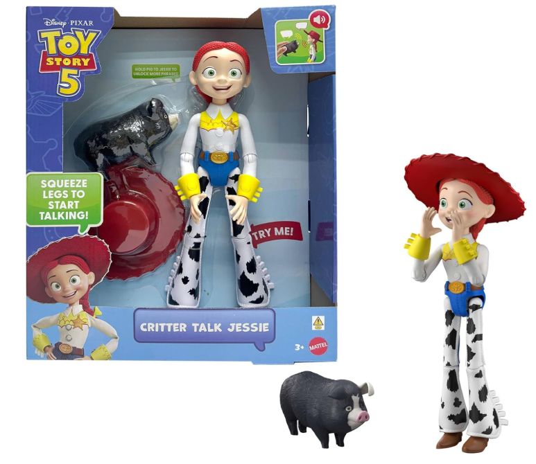 Mattel Disney Pixar Toy Story 5 - Jessie Parlante, action figure da 30cm con articolazioni mobili che riproduce oltre 35 suoni e frasi dal film, maialino Jimmy Dean incluso, 3+ anni Mattel Disney Pixar Toy Story 5 - Jessie Parlante, action figure da 30cm con articolazioni mobili che riproduce oltre 35 suoni e frasi dal film, maialino Jimmy Dean incluso, 3+ anni