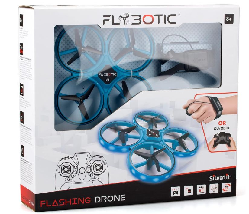 Fly Botic Flashing Drone Radiocomandato con telecomando da polso con sensore di gravità Fly Botic Flashing Drone Radiocomandato con telecomando da polso con sensore di gravità