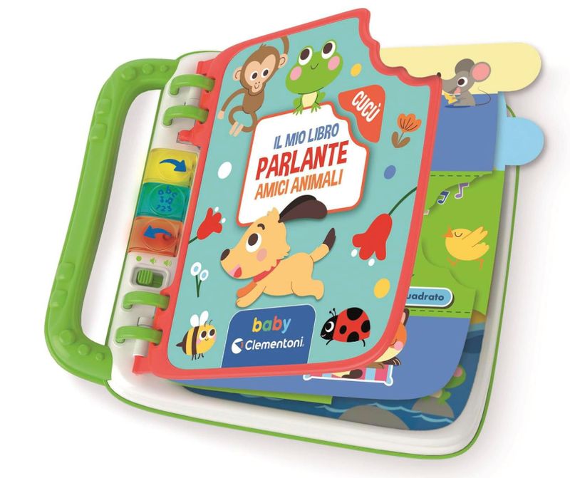 Clementoni Baby Libro Parlante Amici Animali, Gioco Educativo Bambini 12+ Mesi, Centro attività Prima Infanzia per Imparare Numeri, Colori, Forme, Versi degli Animali, Lingua Italiana