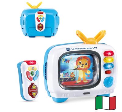 VTech La Mia Prima Smart TV, Televisione Interattiva per Bambini, Telecomando Interattivo Incluso, 10 Canali, 5 Canali Bilingue Italiano e Inglese, Spegnimento Automatico, Batterie Incluse, 12-36 Mesi VTech La Mia Prima Smart TV, Televisione Interattiva per Bambini, Telecomando Interattivo Incluso, 10 Canali, 5 Canali Bilingue Italiano e Inglese, Spegnimento Automatico, Batterie Incluse, 12-36 Mesi