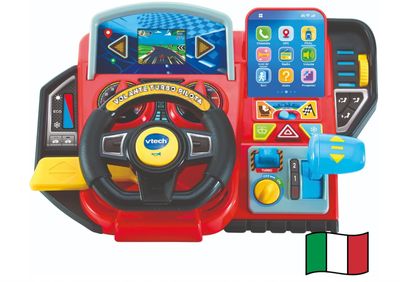 VTech Volante Turbo Pilota, Volante Bambini con Cruscotto Interattivo, Oltre 20 Giochi Educativi e 9 Circuiti, Schermo LCD, Clacson e Indicatore Direzione, Lingua Italiana, Batterie Incluse, 3-8 Anni VTech Volante Turbo Pilota, Volante Bambini con Cruscotto Interattivo, Oltre 20 Giochi Educativi e 9 Circuiti, Schermo LCD, Clacson e Indicatore Direzione, Lingua Italiana, Batterie Incluse, 3-8 Anni