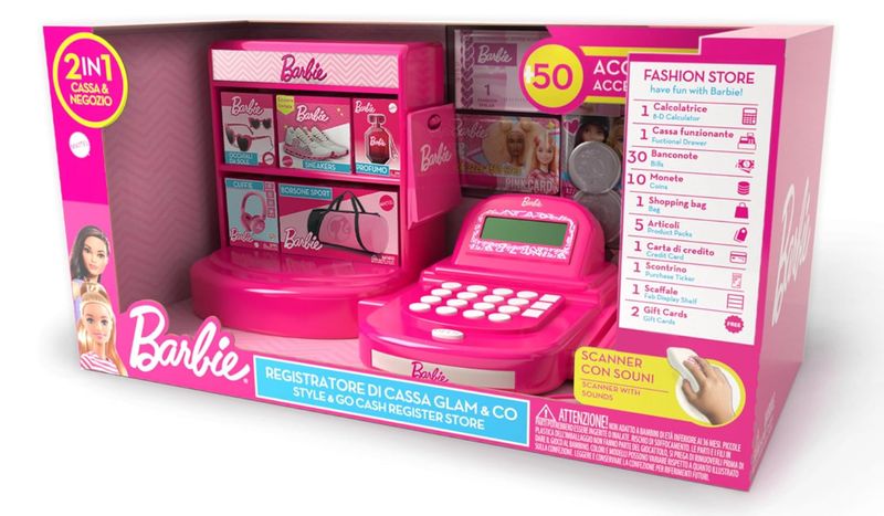 Barbie Registratore di Cassa 2 in 1 con 50 accessori Barbie Registratore di Cassa 2 in 1 con 50 accessori