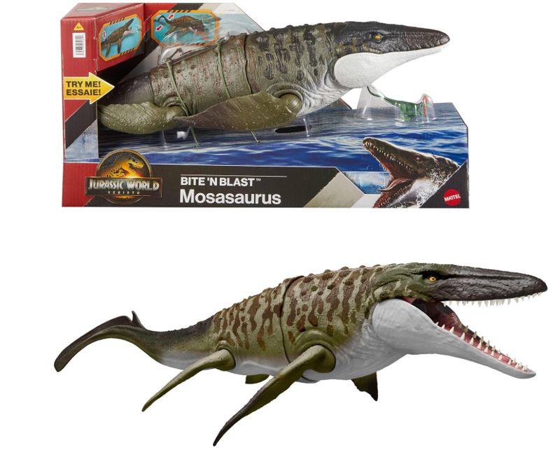 Mattel Jurassic World La Rinascita Mosasauro Morso Letale e Piccolo Dilofosauro incluso